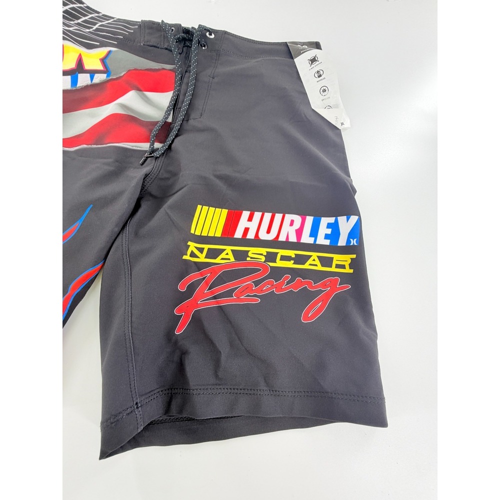Hurley x NASCAR Racing 20” Phantom Boardshorts Men’s Size 30 Black Flames - Picture 2 of 5